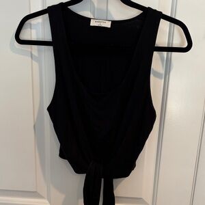 Babaton Black Tie-Front Tank Top